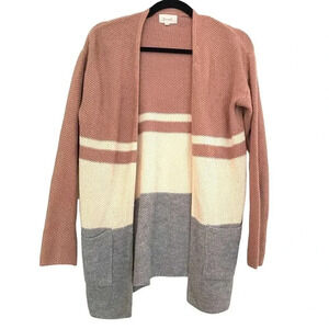 Becaal Long Sleeve Colorblock Cardigan Sweater Cozy Knit Stripes